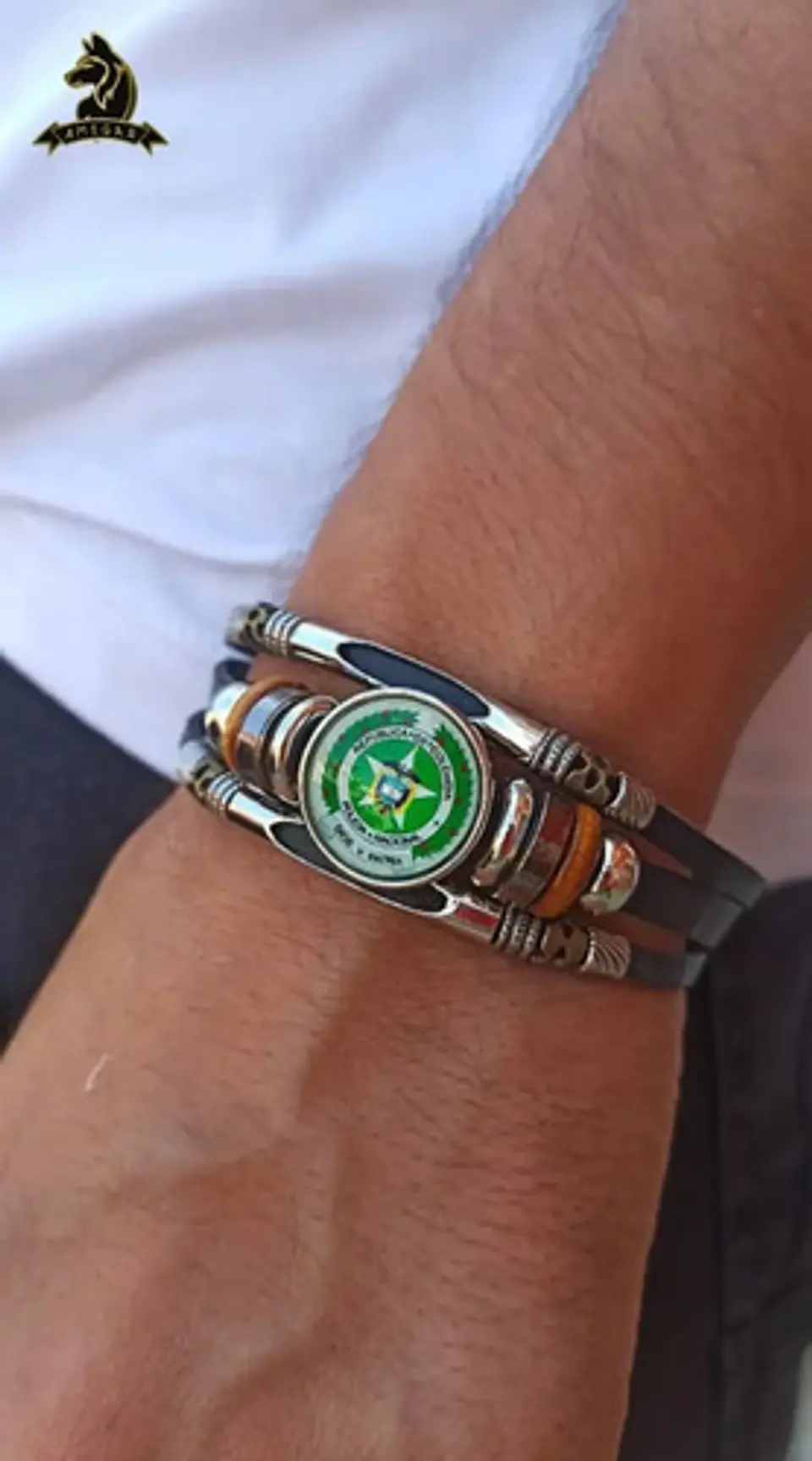 Pulsera Manilla Cuero Profesión Policía Para Hombre Y Mujer 2