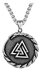 Collar Dije Brújula Valknut Vikingo Acero Color Plata Hombre - Miniatura 1