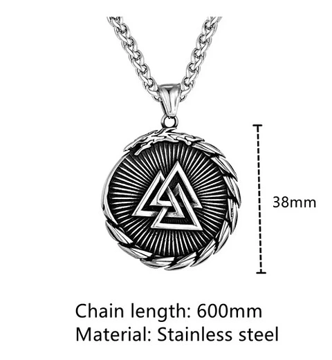 Collar Dije Brújula Valknut Vikingo Acero Color Plata Hombre