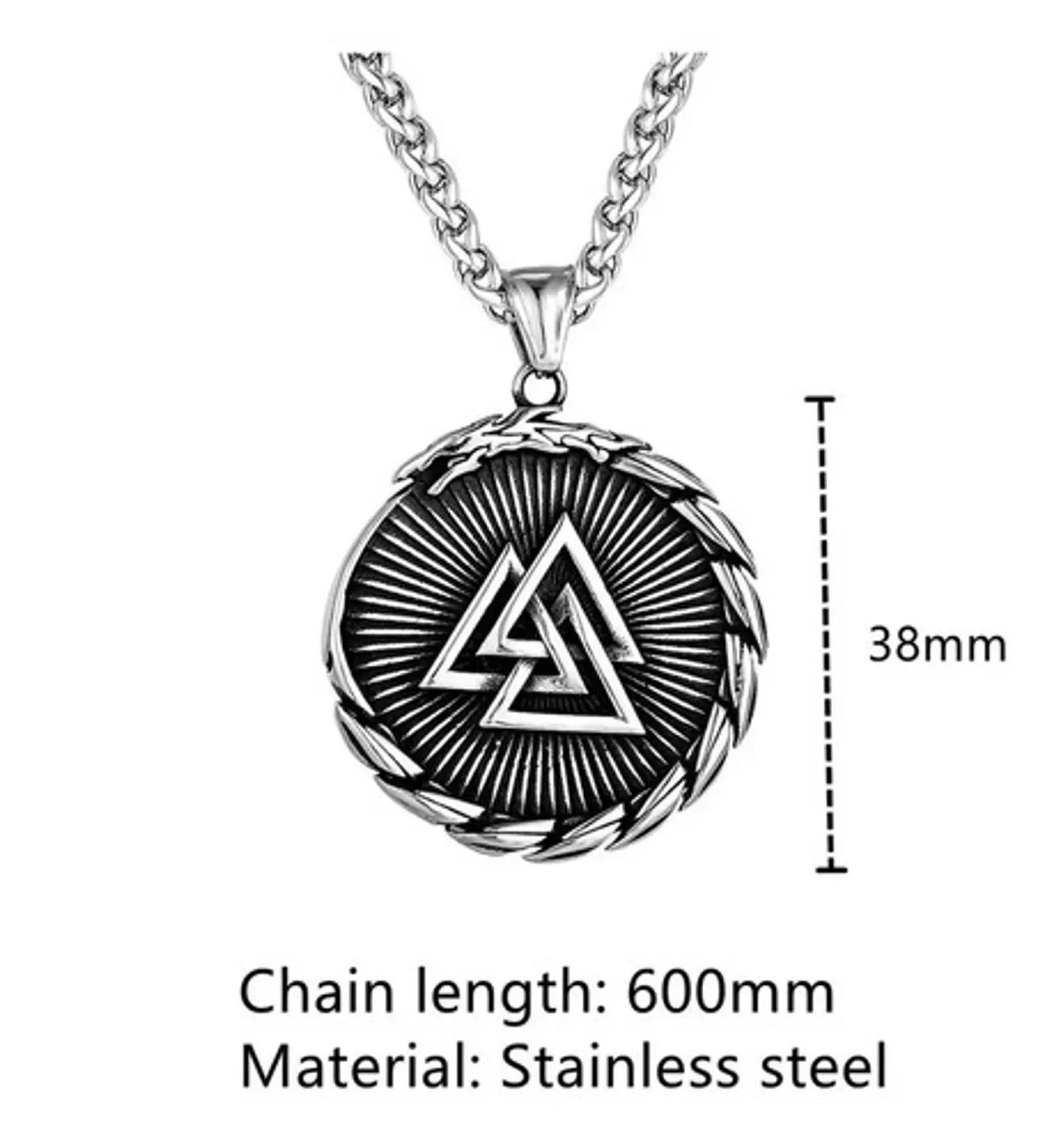 Collar Dije Brújula Valknut Vikingo Acero Color Plata Hombre 2