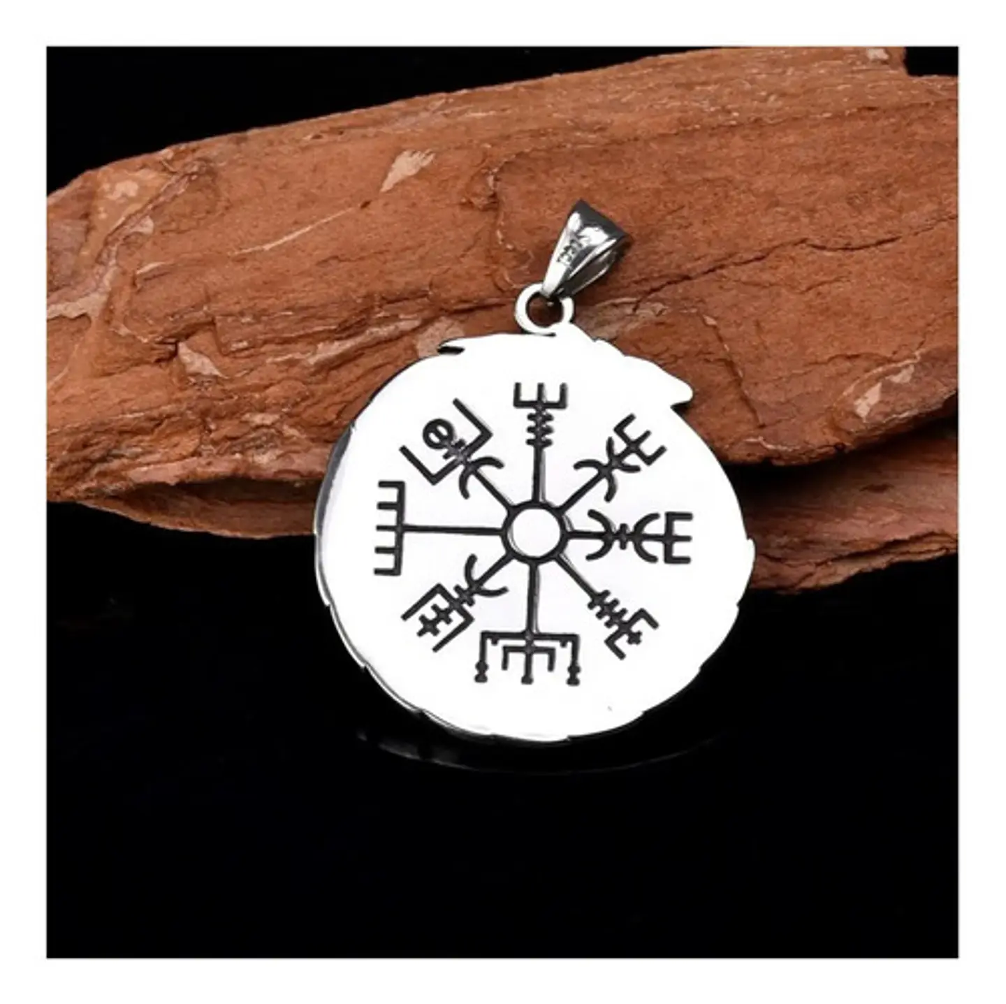 Collar Dije Brújula Valknut Vikingo Acero Color Plata Hombre 7
