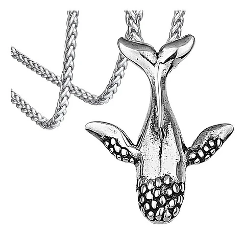 Collar Dije Ballena Cetáceo Acero Color Plata Hombre Y Mujer