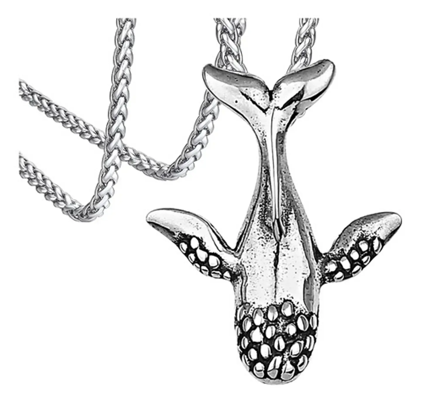 Collar Dije Ballena Cetáceo Acero Color Plata Hombre Y Mujer 1