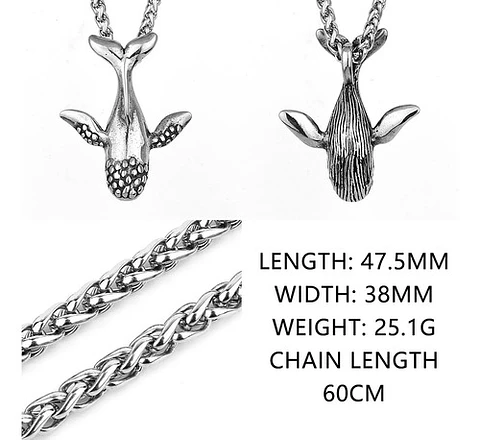 Collar Dije Ballena Cetáceo Acero Color Plata Hombre Y Mujer
