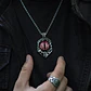 Collar Dije Estilo Piedra Ojo Acero Color Plata Hombre Mujer Plateado - Miniatura 3