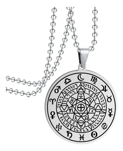 Collar Dije Simbolo Sigil Acero Color Plata Hombre Y Mujer