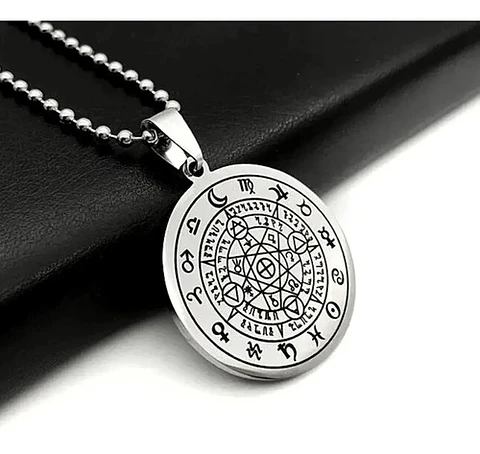 Collar Dije Simbolo Sigil Acero Color Plata Hombre Y Mujer