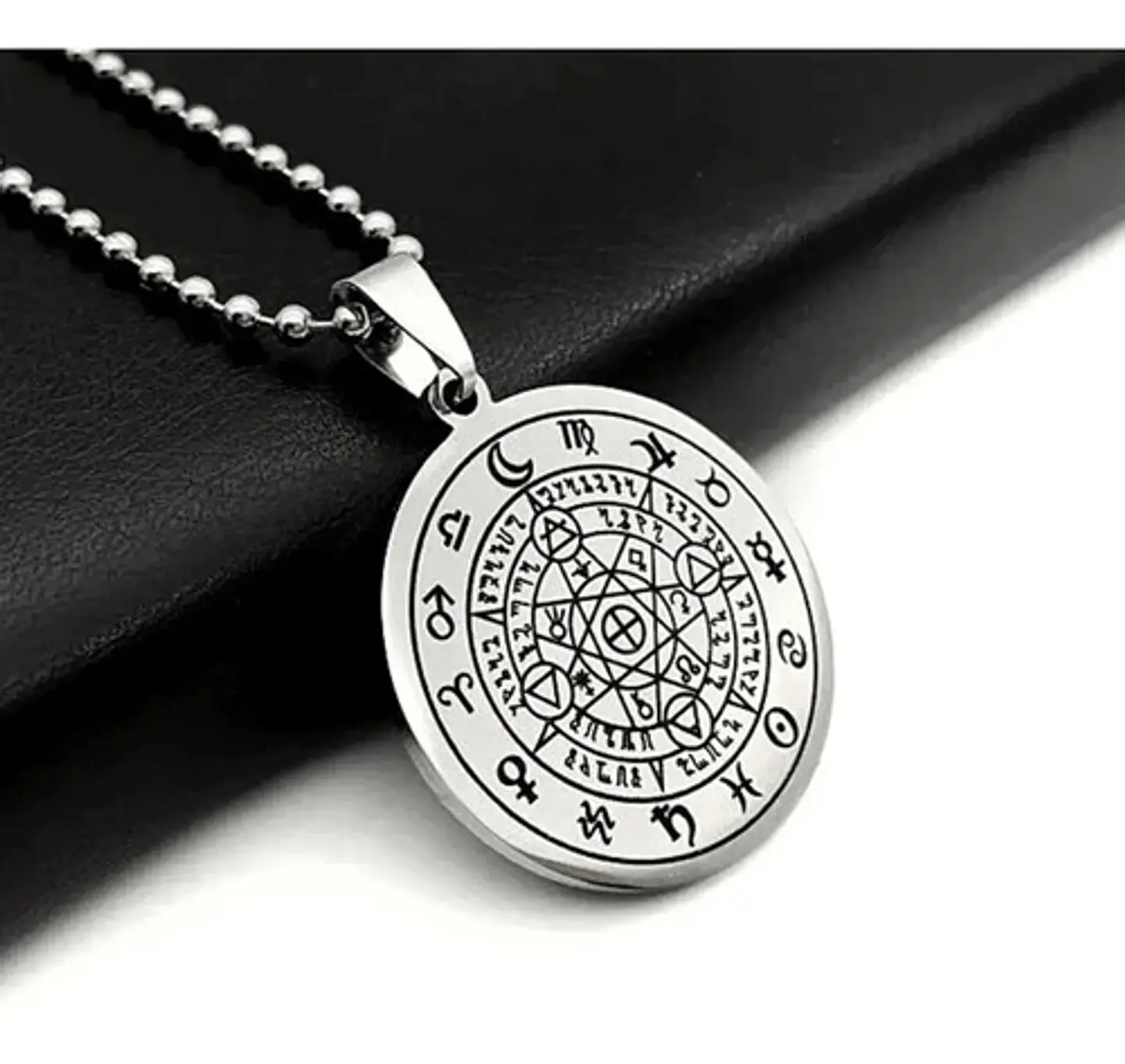 Collar Dije Simbolo Sigil Acero Color Plata Hombre Y Mujer 2