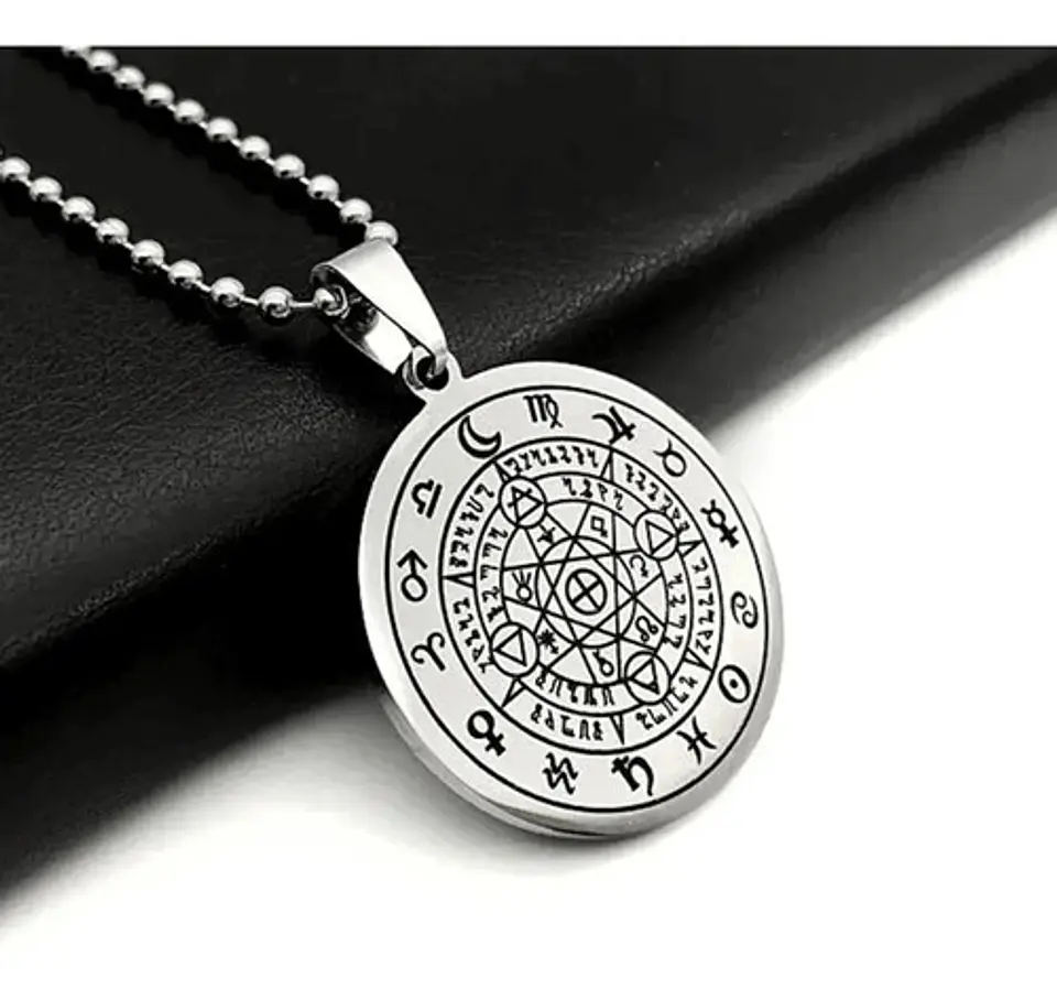 Collar Dije Simbolo Sigil Acero Color Plata Hombre Y Mujer 2