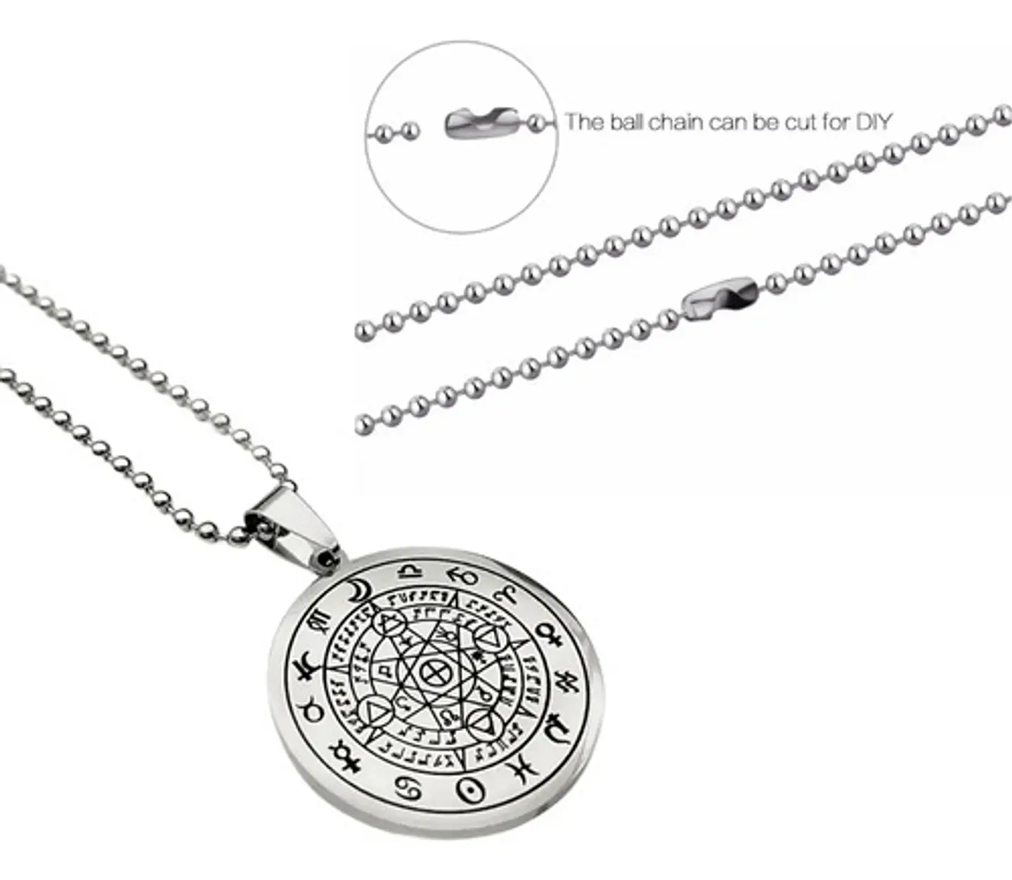 Collar Dije Simbolo Sigil Acero Color Plata Hombre Y Mujer 3