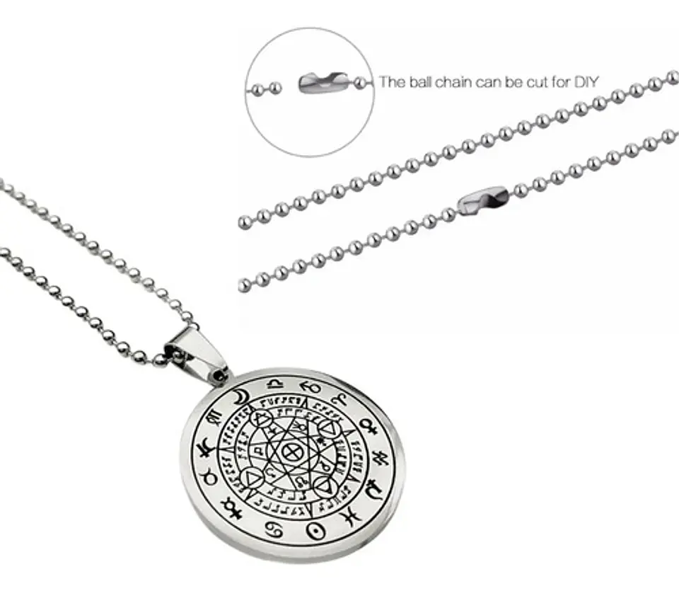 Collar Dije Simbolo Sigil Acero Color Plata Hombre Y Mujer 3
