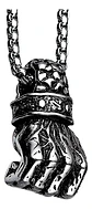 Collar Con Dije Forma De Puño Punk Acero Color Plata Hombre Plateado - Miniatura 1