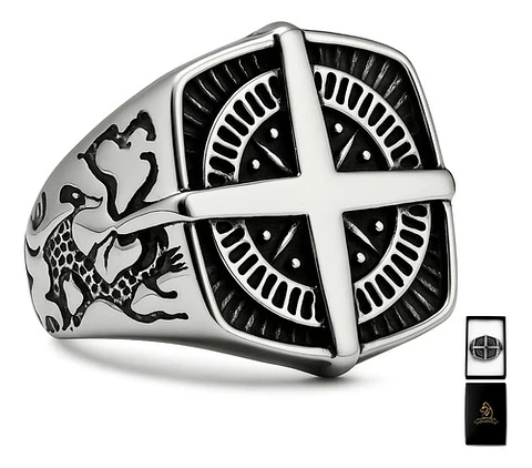 Anillo De Acero Color Plata Punk Biker Náutico Para Hombre 
