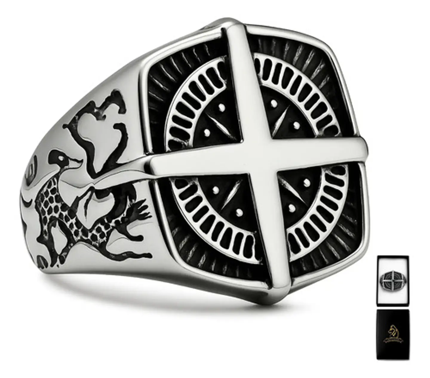 Anillo De Acero Color Plata Punk Biker Náutico Para Hombre  1