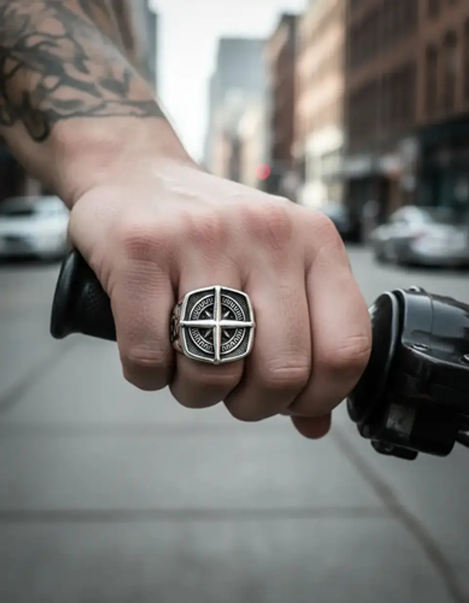 Anillo De Acero Color Plata Punk Biker Náutico Para Hombre  5