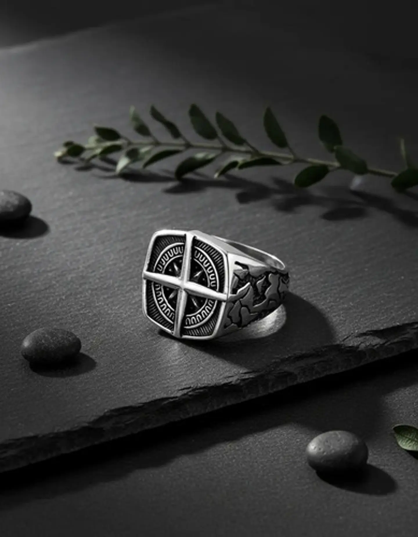 Anillo De Acero Color Plata Punk Biker Náutico Para Hombre  7