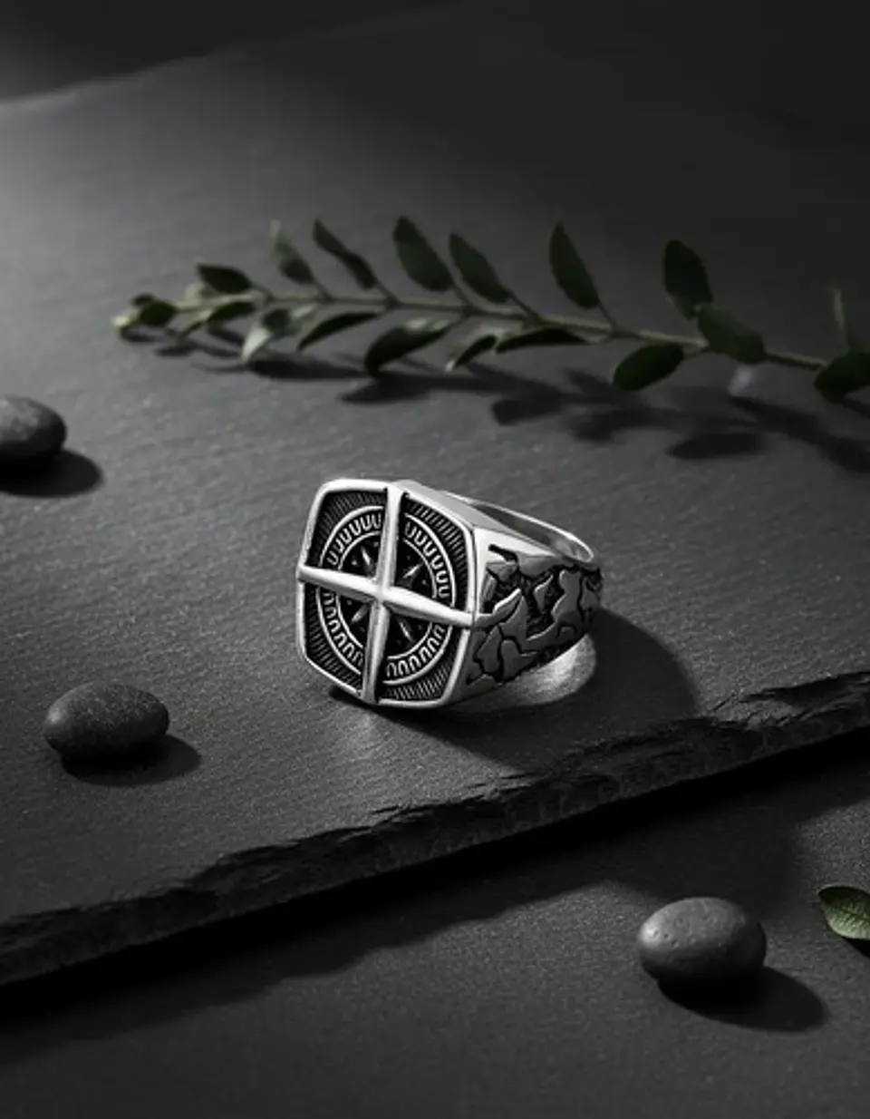 Anillo De Acero Color Plata Punk Biker Náutico Para Hombre  7