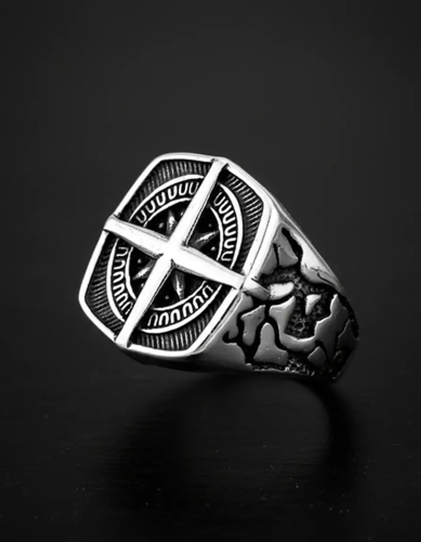 Anillo De Acero Color Plata Punk Biker Náutico Para Hombre  8