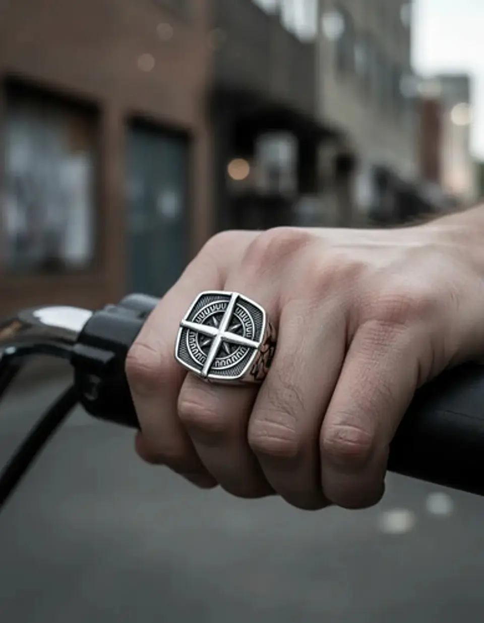 Anillo De Acero Color Plata Punk Biker Náutico Para Hombre  10