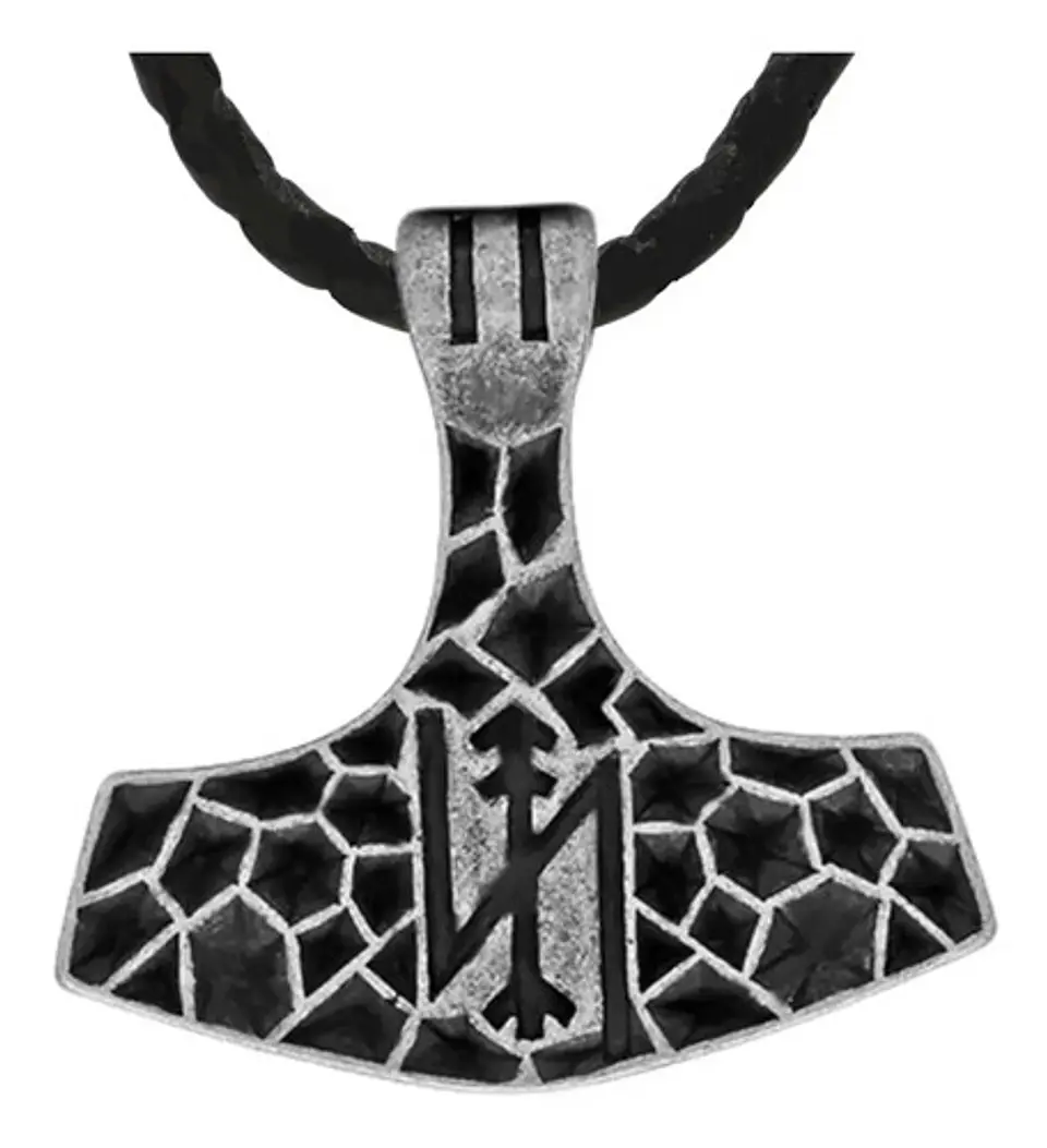 Collar Color Plata Vikingo Mjolnir Martillo Thor Para Hombre 1