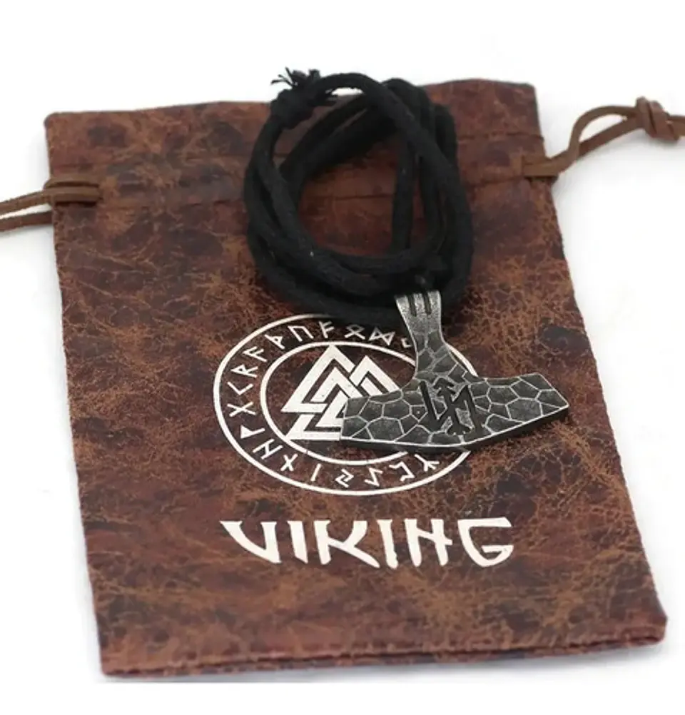 Collar Color Plata Vikingo Mjolnir Martillo Thor Para Hombre 2