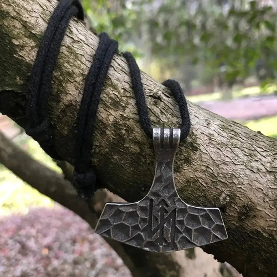 Collar Color Plata Vikingo Mjolnir Martillo Thor Para Hombre 3