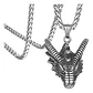 Collar Dije Cabeza Dragón Acero Color Plata Hombre Y Mujer - Miniatura 1