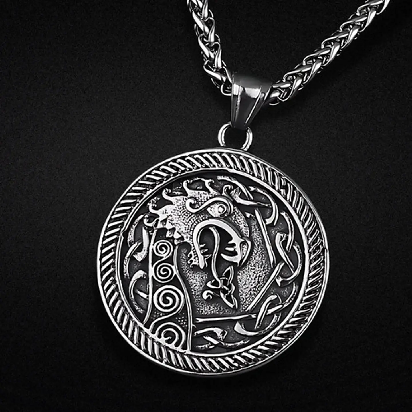 Collar Para Hombre Y Mujer Con Dije Dragón Drakkar Vikingo Plateado 7