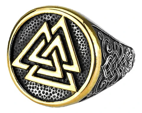 Anillo Acero Color Plata Vikingo Valknut Nórdico Para Hombre