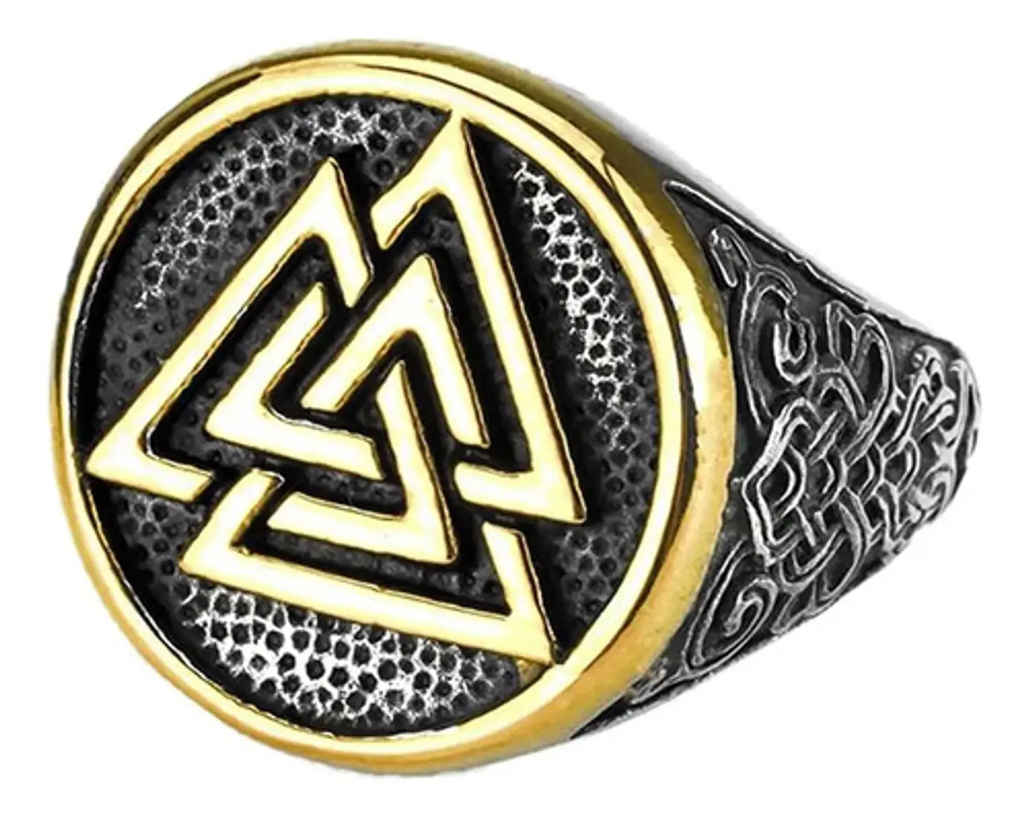 Anillo Acero Color Plata Vikingo Valknut Nórdico Para Hombre 2