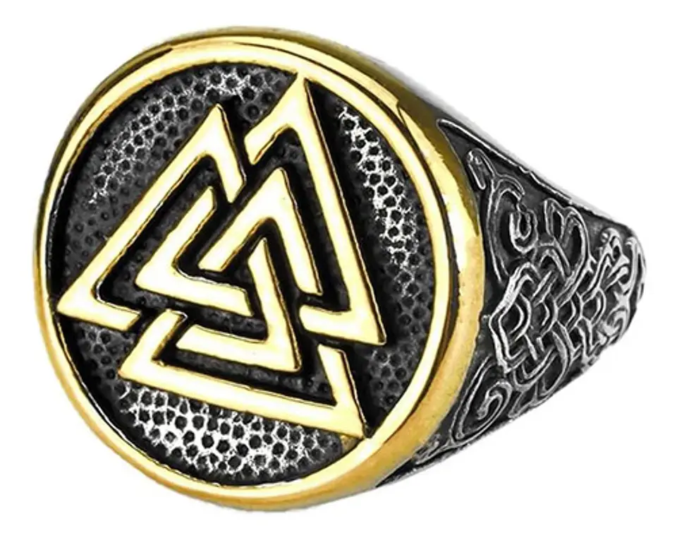 Anillo Acero Color Plata Vikingo Valknut Nórdico Para Hombre 2