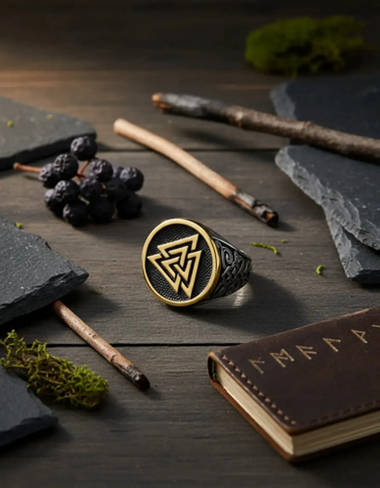 Anillo Acero Color Plata Vikingo Valknut Nórdico Para Hombre 5