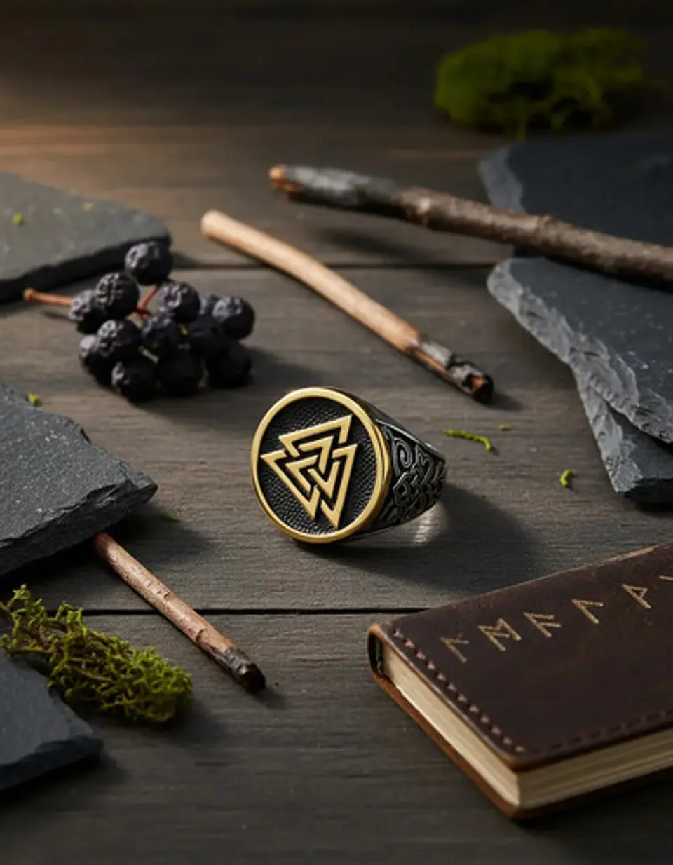 Anillo Acero Color Plata Vikingo Valknut Nórdico Para Hombre 5