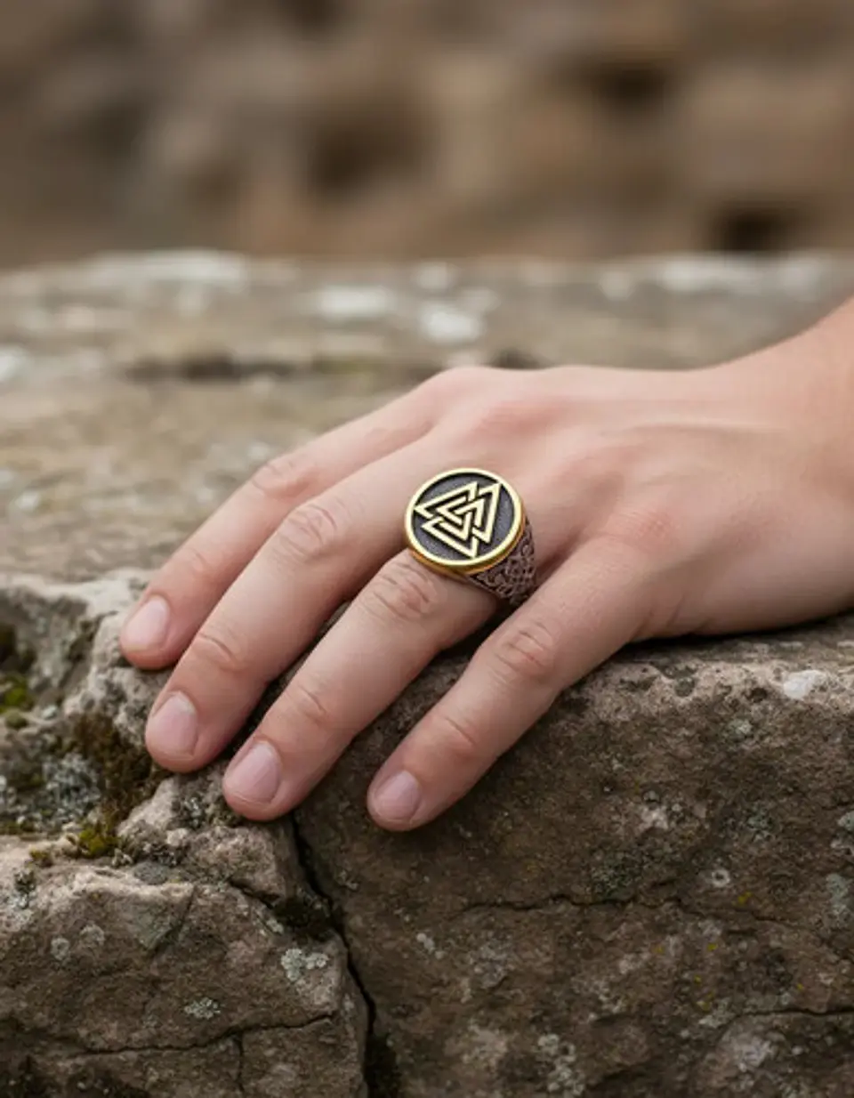 Anillo Acero Color Plata Vikingo Valknut Nórdico Para Hombre 10