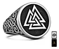 Anillo Acero Color Plata Vikingo Valknut Nórdico Para Hombre - Miniatura 11