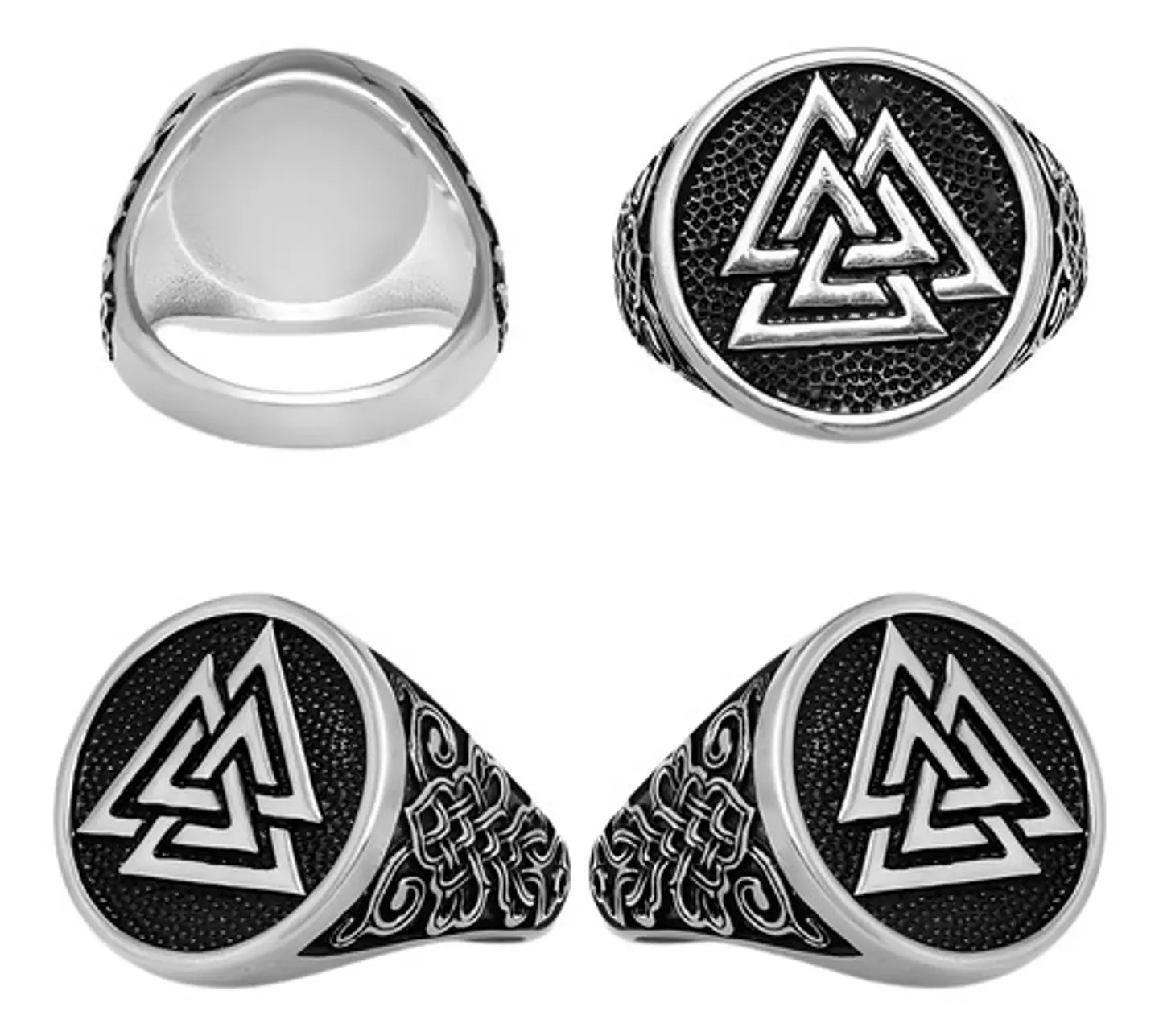 Anillo Acero Color Plata Vikingo Valknut Nórdico Para Hombre 12