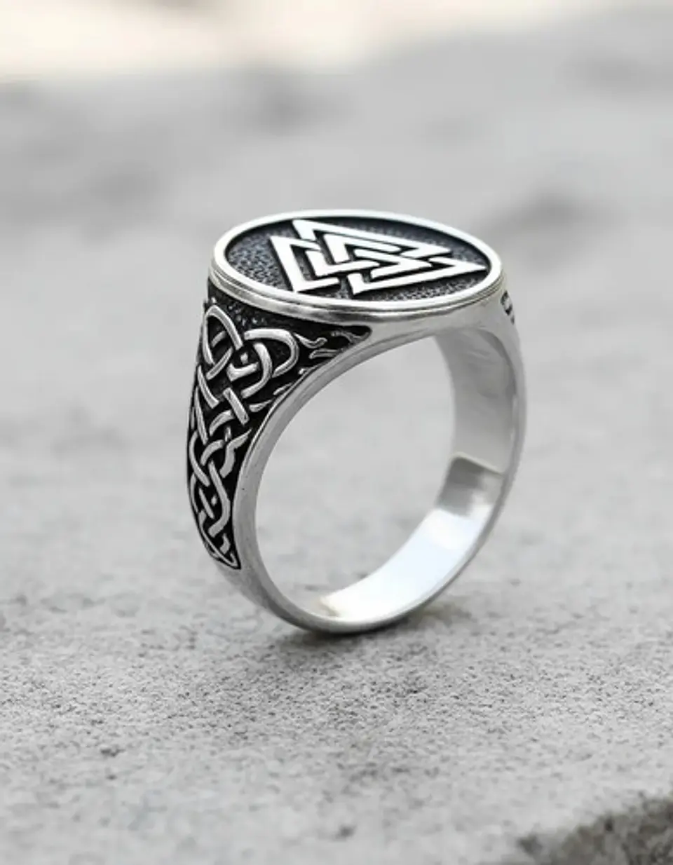 Anillo Acero Color Plata Vikingo Valknut Nórdico Para Hombre 14