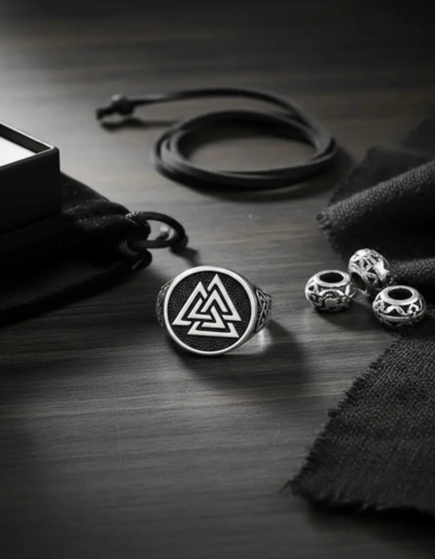 Anillo Acero Color Plata Vikingo Valknut Nórdico Para Hombre 15