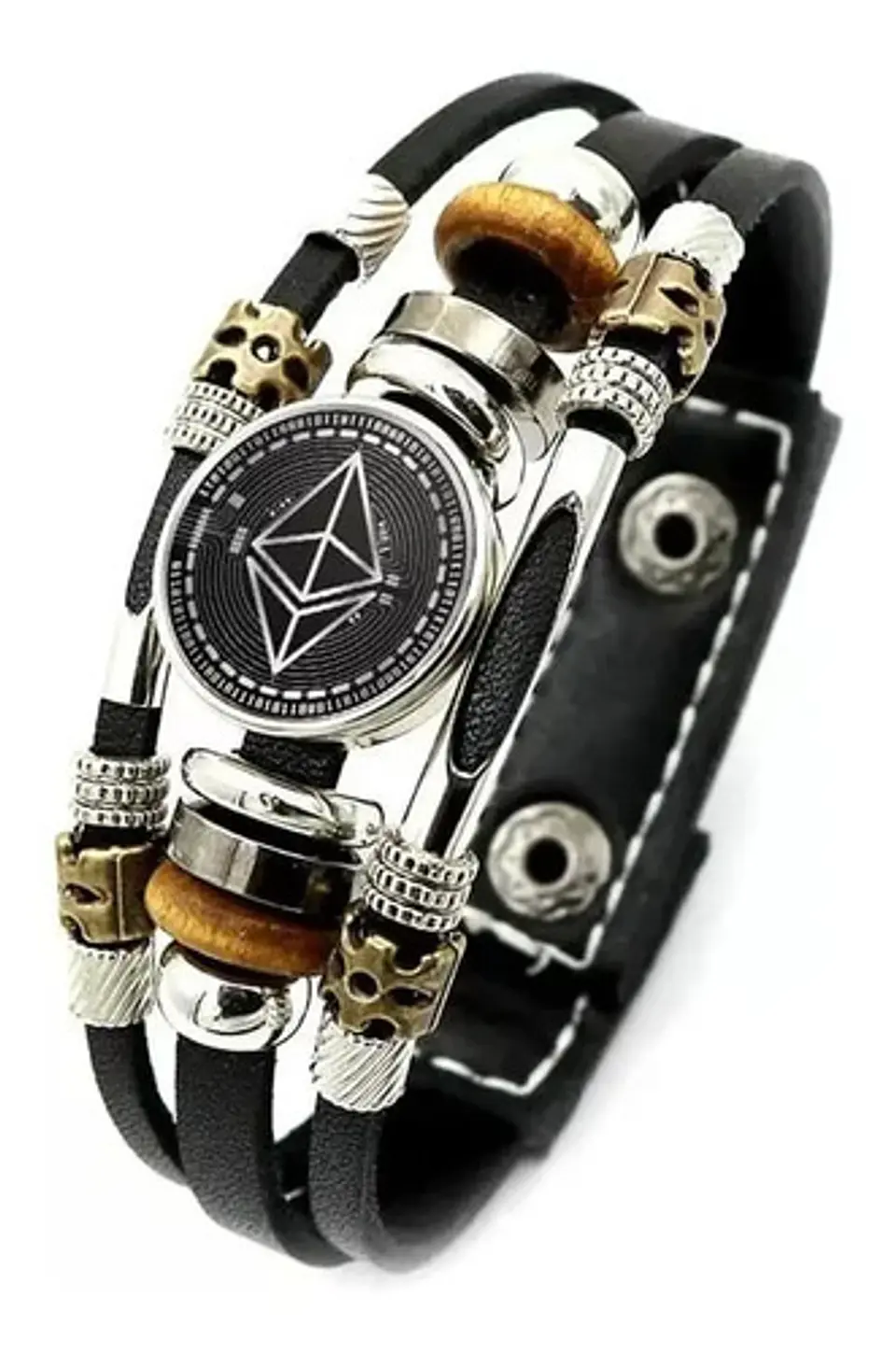 Pulsera Manilla Cuero Criptomoneda Ethereum Hombre Y Mujer 1