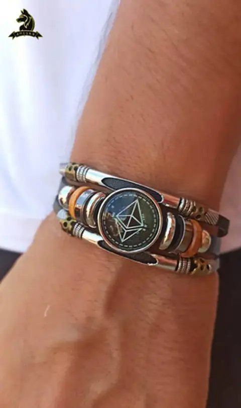 Pulsera Manilla Cuero Criptomoneda Ethereum Hombre Y Mujer