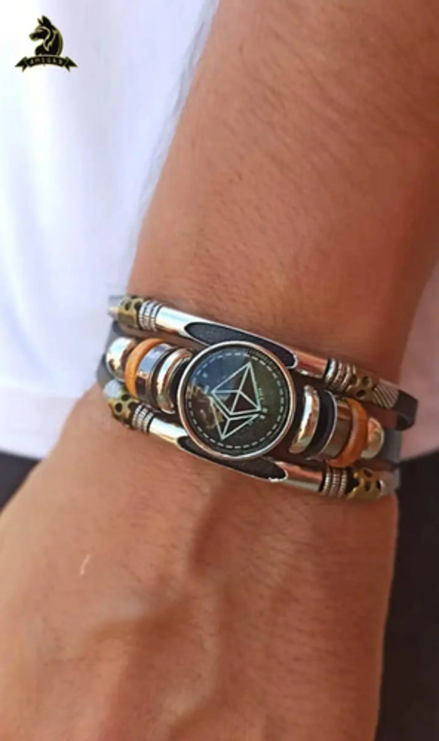 Pulsera Manilla Cuero Criptomoneda Ethereum Hombre Y Mujer 2