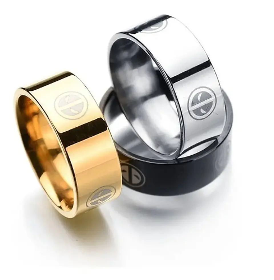 Anillo Argolla Color Oro Dead Pool Acero Para Hombre Mujer 2