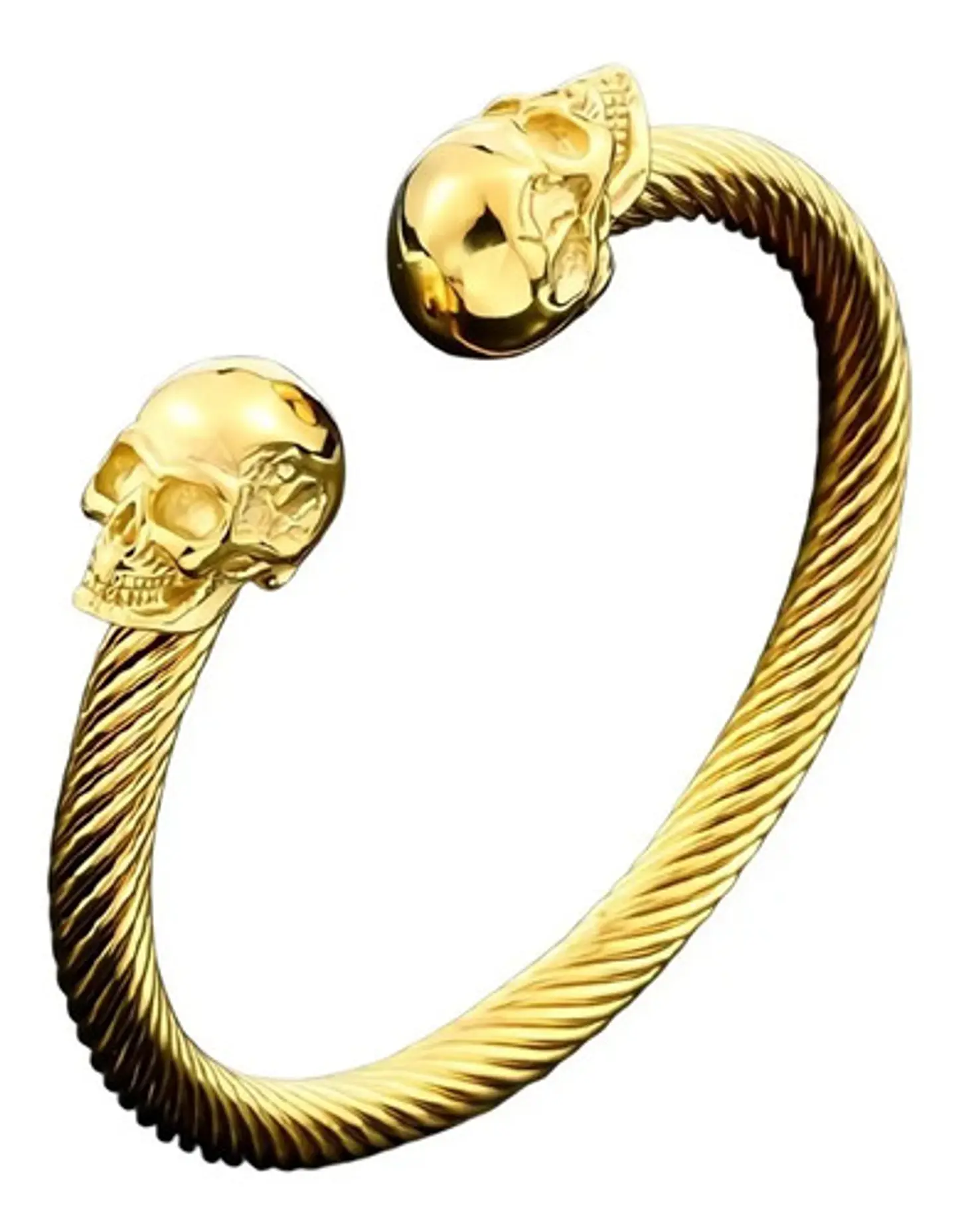 Pulsera Brazalete Acero Color Oro Cráneo Calavera Hombre 1