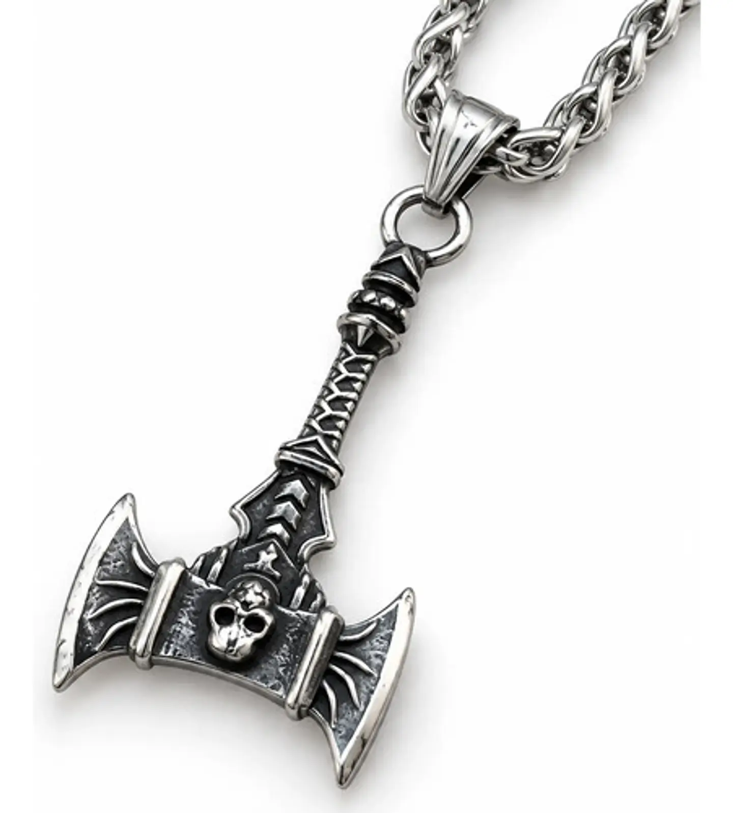 Collar Vikingo En Acero Para Hombre Mujer Dije Hacha Cráneo 1