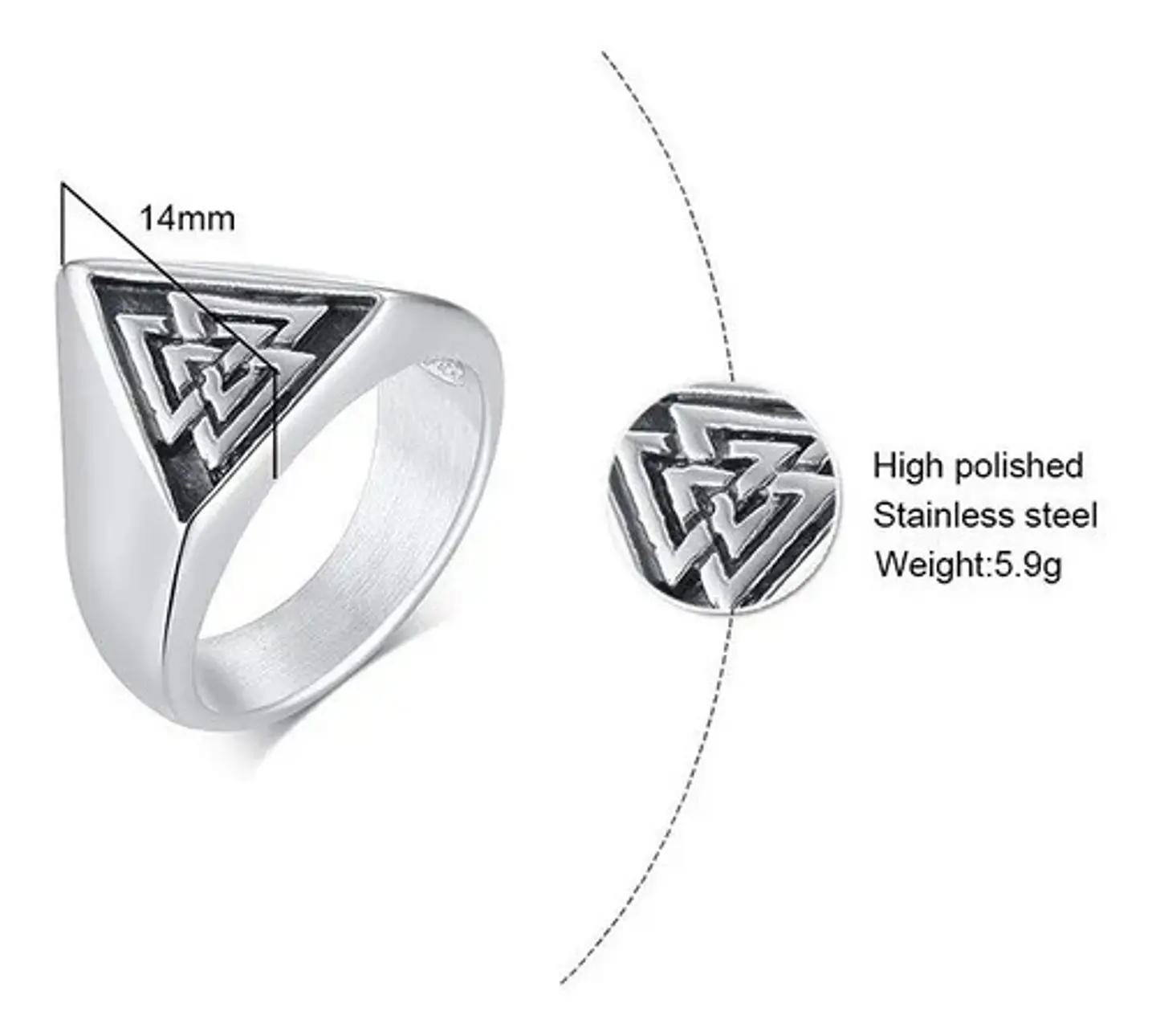 Anillo Acero Color Plata Nordico Vikingo Valknut Para Hombre 2