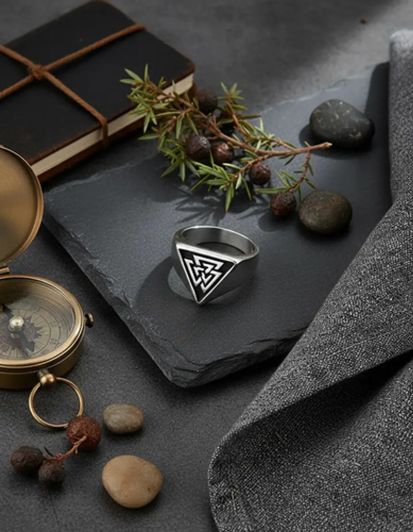 Anillo Acero Color Plata Nordico Vikingo Valknut Para Hombre 5