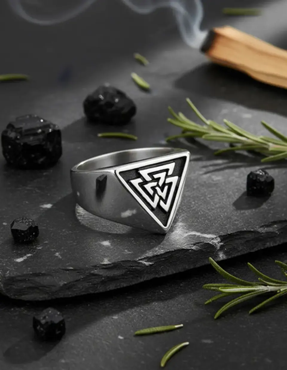 Anillo Acero Color Plata Nordico Vikingo Valknut Para Hombre 6