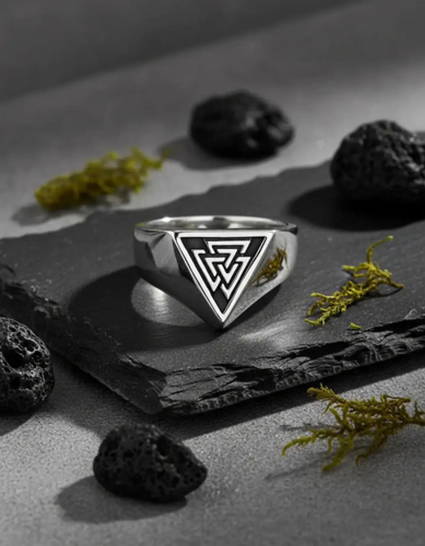 Anillo Acero Color Plata Nordico Vikingo Valknut Para Hombre 8