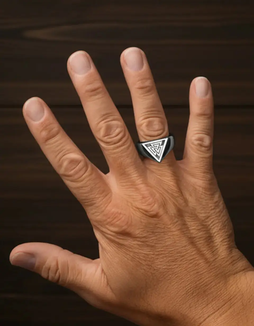 Anillo Acero Color Plata Nordico Vikingo Valknut Para Hombre 9