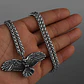 Collar Dije Y Cadena Cuervo Vikingo Acero Color Plata Hombre - Miniatura 7